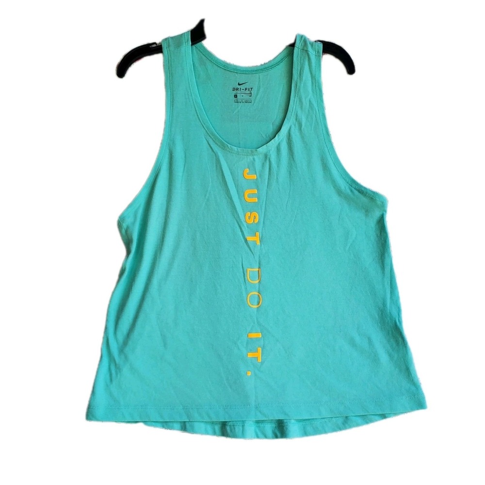 Nike Women's Teal Green Dri-Fit 'Just Do It' Athletic Running Tank Top Shirt S